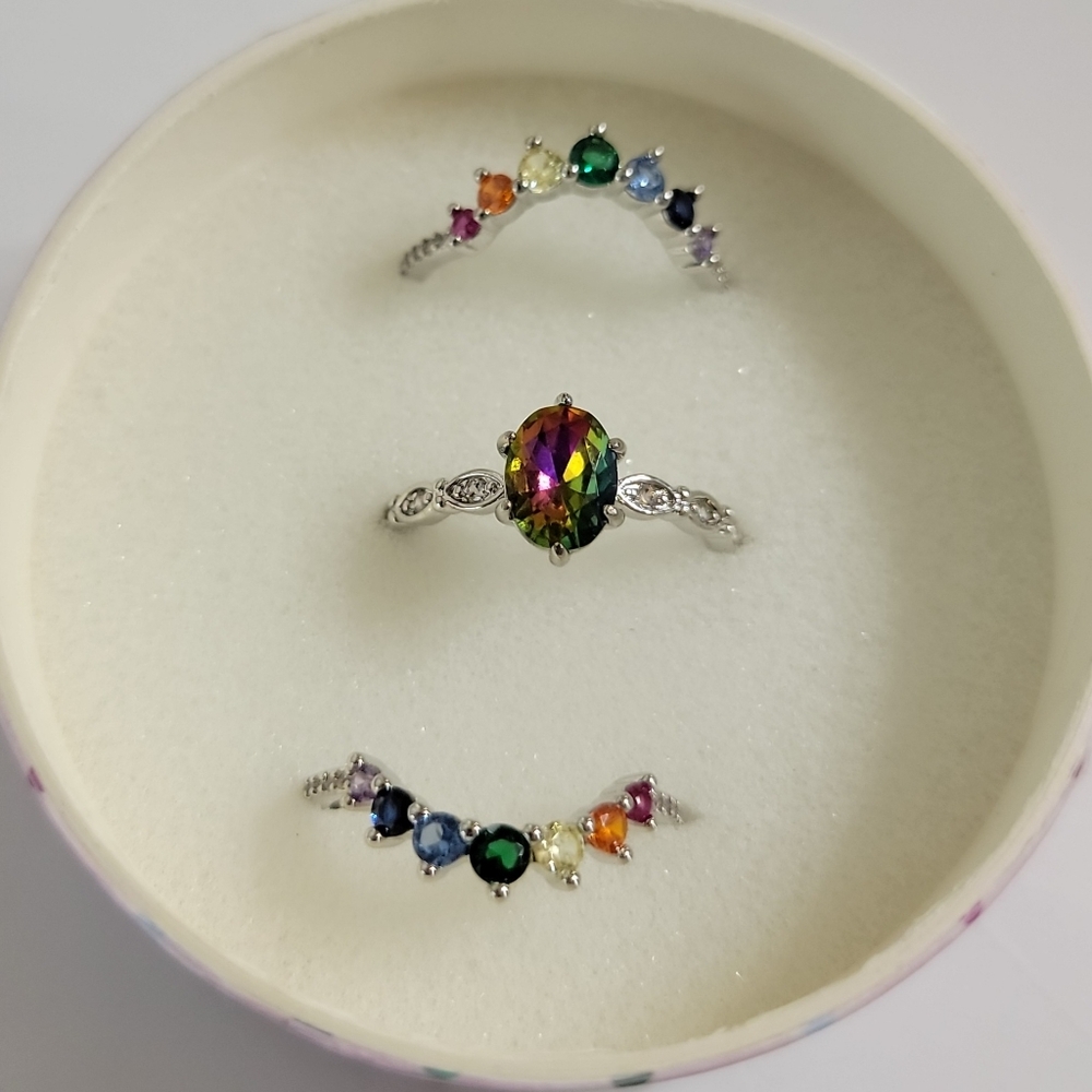 B.P. Simply be YOU rainbow topaz ring set in size 7